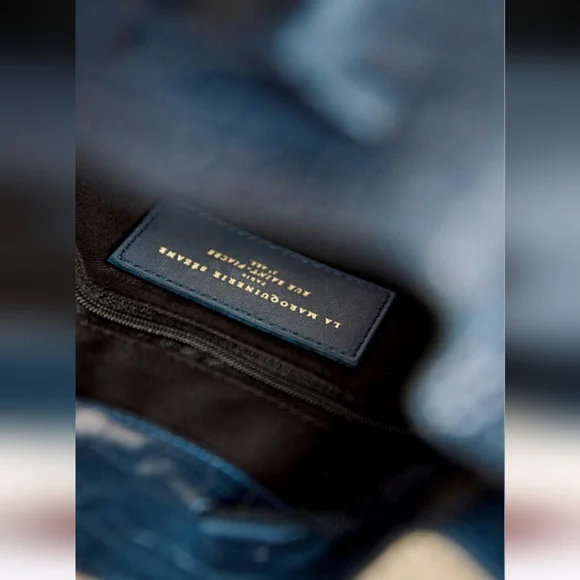 SÉZANE Farrow Leather Bucket Bag In Denim Croc Blue NWT - Picture 6 of 9